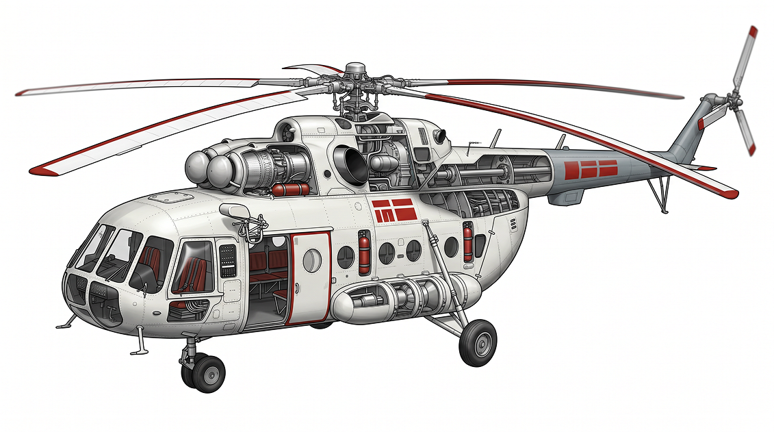 Вертолёт Ми-8 в разрезе