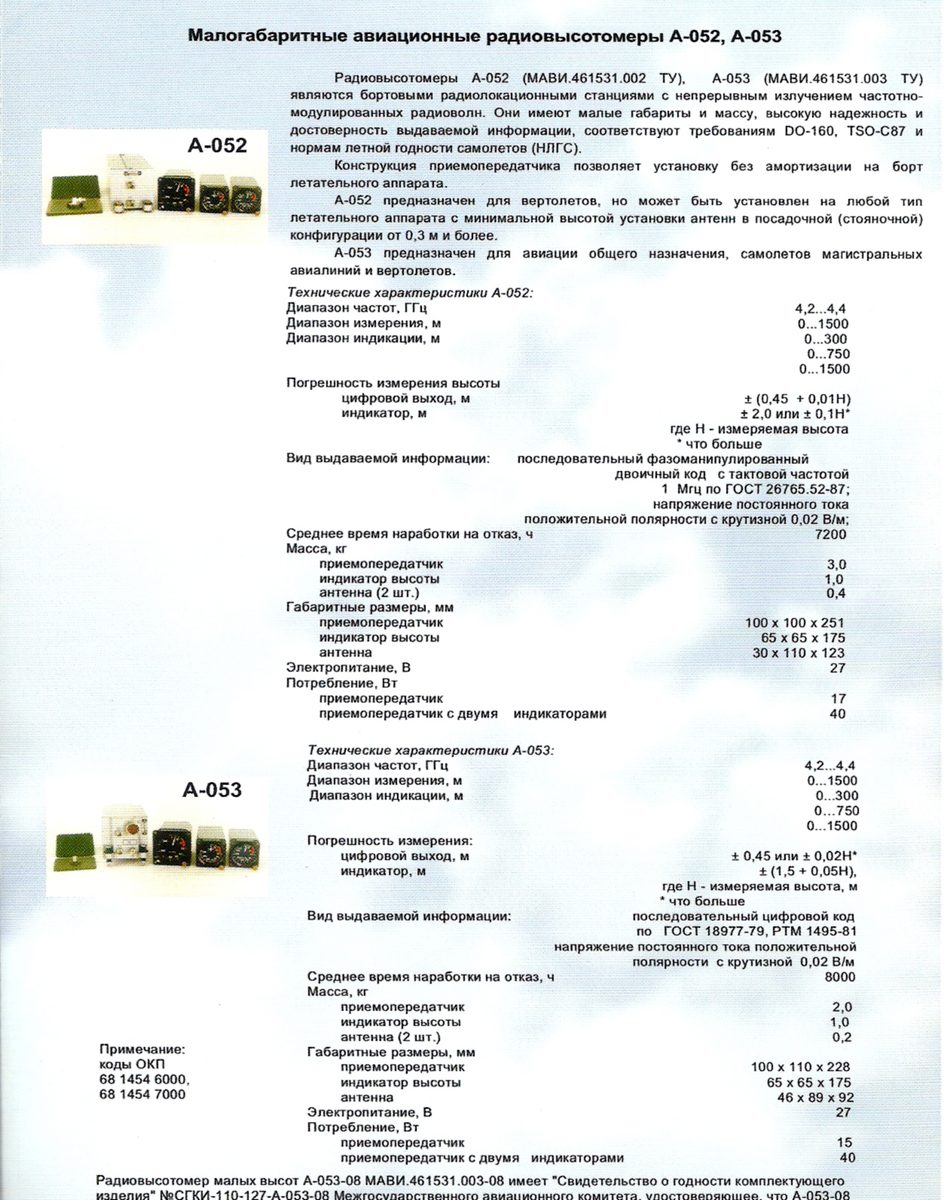 Радиовысотомер малогабаритный авиационный