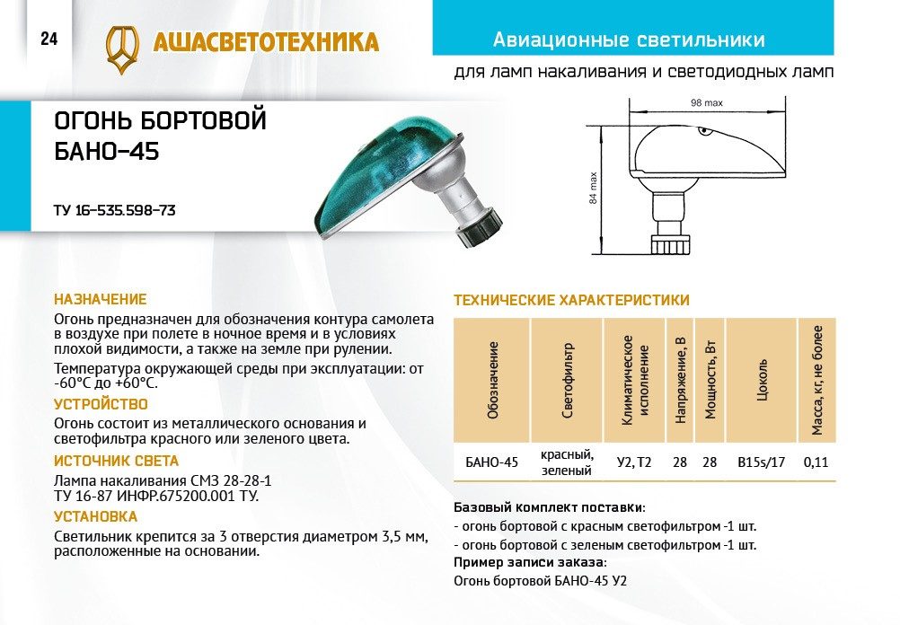 Огонь бортовой крас./зел.